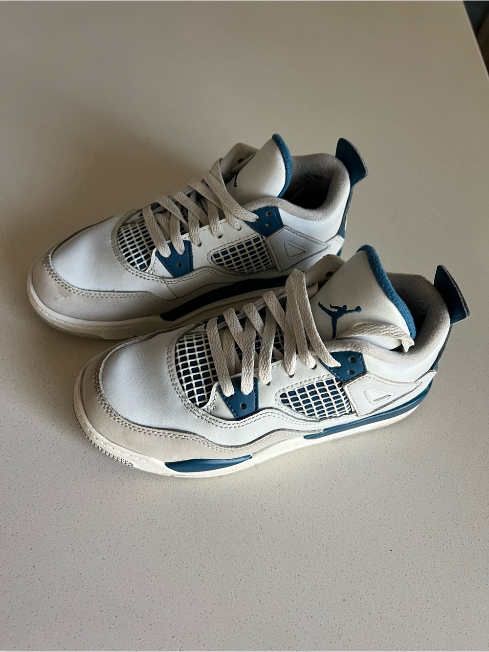 Nike Air Jordan 4 Retro (PS) Shoes Kid’s SZ 1.5Y White/Military Blue BQ7669-141